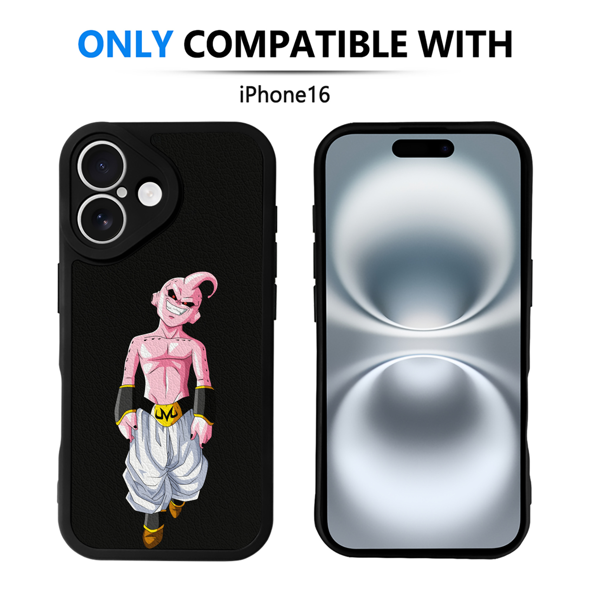 （画像用） ドラゴンボール 魔人ブウ DRAGON BALL Majin Buu 【iPhone 16シリーズ対応】シリコンスマホケース（レザー調） 材質：シリコン